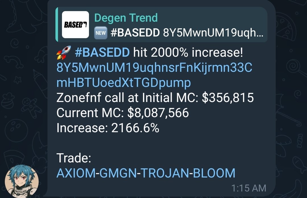 Onchain Alpha ๐บ (@onchaina1pha) on Twitter photo 20X on $BASEDD
Bot being doing good here and First/Early Calls in the Zone.
๐จ๐จ๐จ GET IN
- Access Degen Trend Bot in Zone Private (Narrative Trenching Algo)
Brings the alpha to you!
Send a DM to <a href="/OnchainA1pha/">Onchain Alpha ๐บ</a> 20X on $BASEDD
Bot being doing good here and First/Early Calls in the Zone.
๐จ๐จ๐จ GET IN
- Access Degen Trend Bot in Zone Private (Narrative Trenching Algo)
Brings the alpha to you!
Send a DM to <a href="/OnchainA1pha/">Onchain Alpha ๐บ</a>