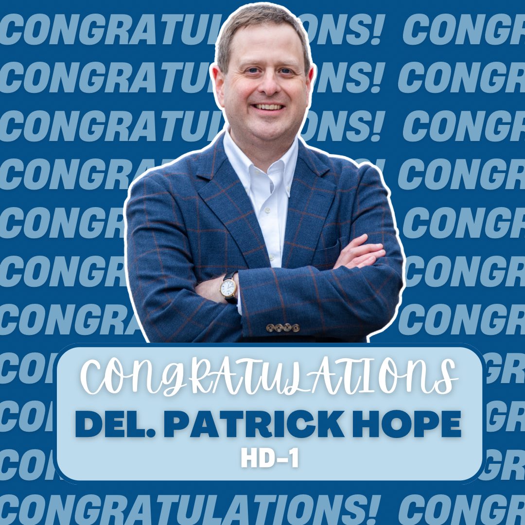 VA House Democrats (@vahousedems) on Twitter photo Congratulations to <a href="/HopeforVirginia/">Patrick Hope</a> on winning the Democratic nomination for HD-1.
Ready to win this November! Congratulations to <a href="/HopeforVirginia/">Patrick Hope</a> on winning the Democratic nomination for HD-1.
Ready to win this November!