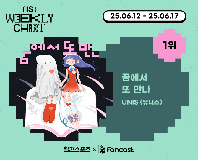 [#팬캐투표결과]

📢일간스포츠 X 팬캐스트 IS WEEKLY CHART 
💘 6월 2주차 투표 1위 #유니스 

🎉#UNIS - 꿈에서 또 만나
축하합니다🥳

현재 팬캐스트 앱에서 메인 팝업 광고가 진행 중입니다! 

2025 KGMA에 반영 될 실시간 IS 6월 차트도 확인해보세요✨
👉🏻fancast.page.link/3NCj
