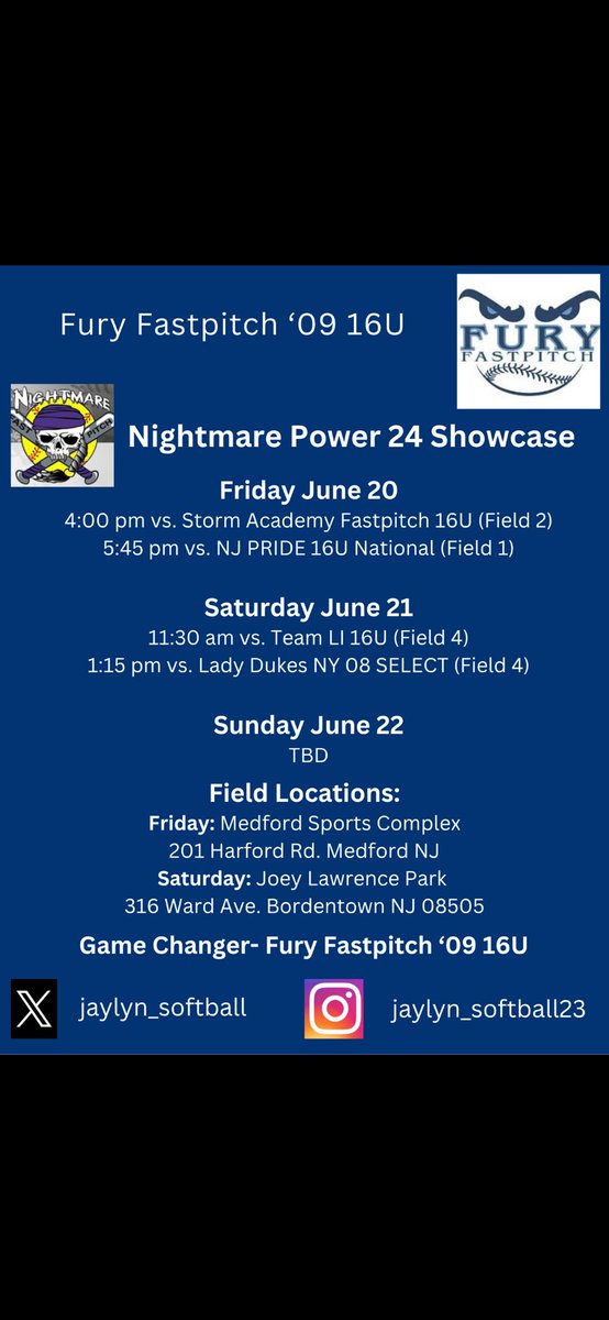 This weekend we start off the travel ball season in New Jersey! Here is my schedule! Can’t wait!