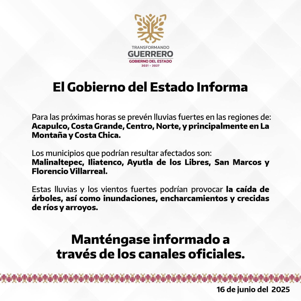 Aviso preventivo para las próximas horas 👇