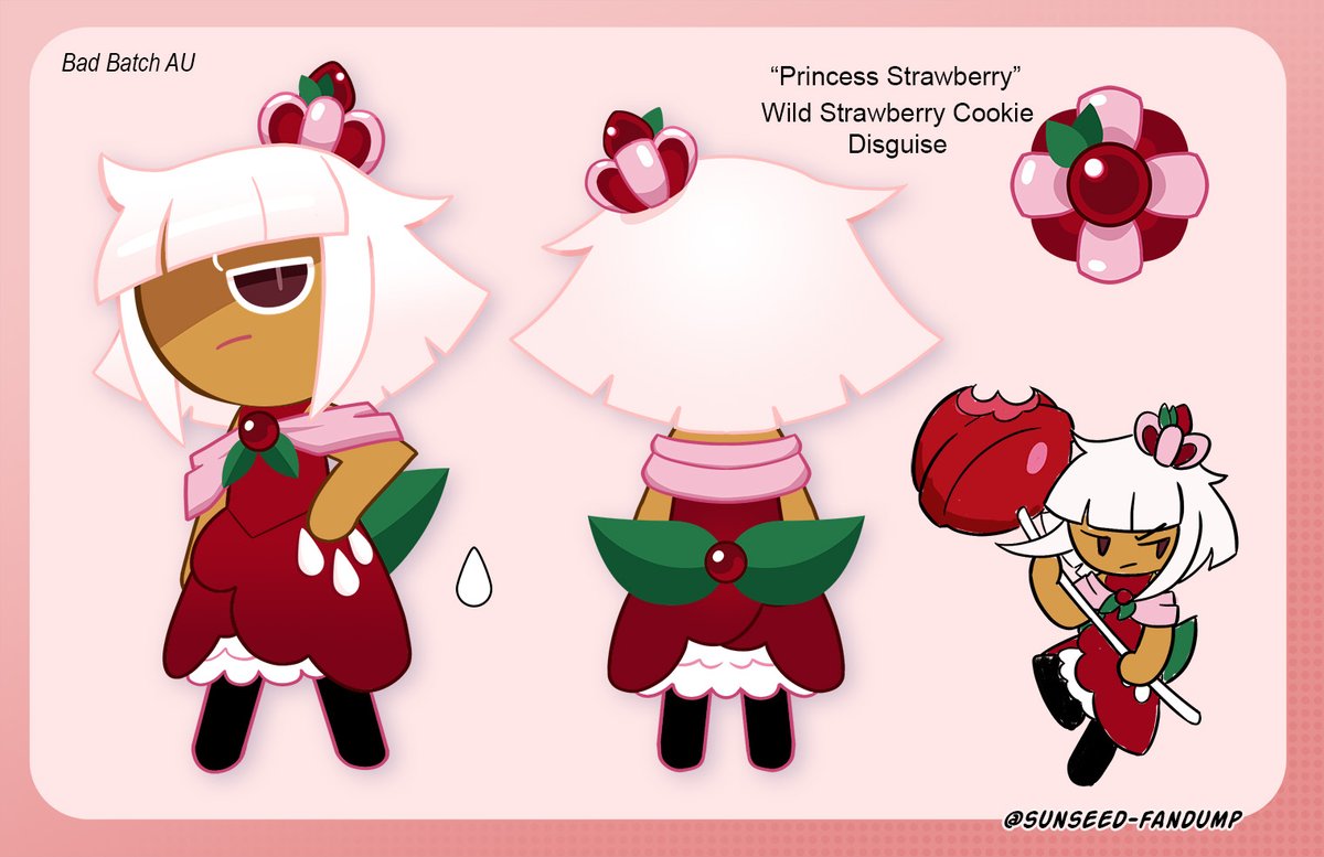 [Bad Batch AU]

Figure i'd clean up and share the very bare bones "Princess  Strawberry" Concept sheet I've been using as reference for those recent  Bad Batch Comics.