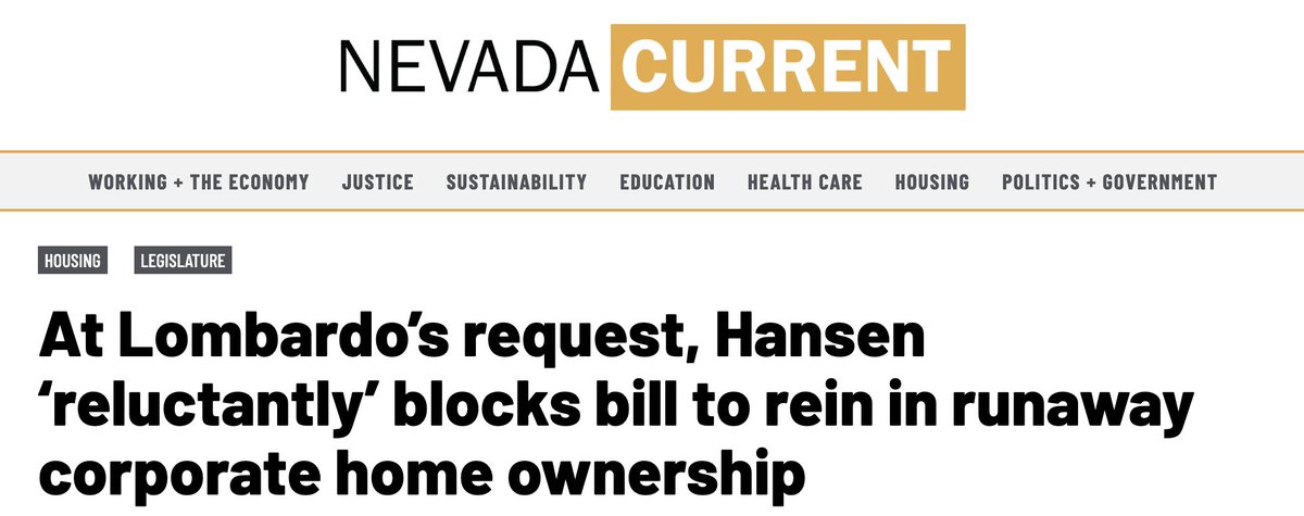 And thanks to <a href="/JosephMLombardo/">Governor Joe Lombardo</a>, there's no limit on how many of these homes can be snatched up by billionaire investors or private equity firms. 🙃

#NVLeg