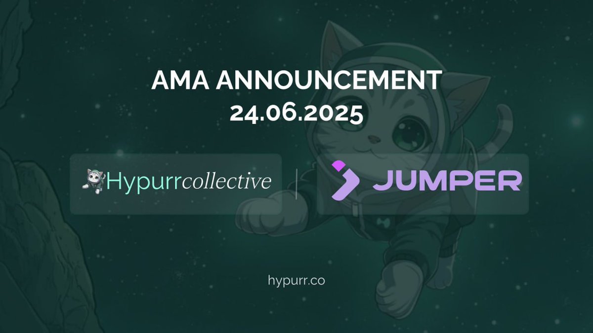 AMA announcement!

Join us next Tuesday as we speak to <a href="/JumperExchange/">Jumper</a> on how they are spearheading bridging efforts for users to onboard onto Hyperliquid.

Save the date:
24.06.2025
12PM UTC

Join us here: x.com/i/spaces/1ynJO…
