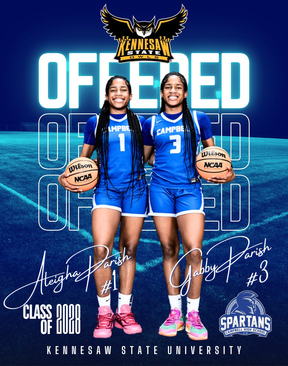 Campbell GBB (@gbbcampbell) on Twitter photo Congrats to <a href="/Parishtwins/">Parish Twins</a> for receiving an offer from
<a href="/KSUOwlsWBB/">Kennesaw State WBB</a> and <a href="/CoachOBlue/">Octavia Blue</a>!
<a href="/KyleSandy355/">Kyle Sandy</a> <a href="/PGH_Georgia/">Prep Girls Hoops Georgia</a> <a href="/mdjonline/">MDJ Online</a> <a href="/ajc/">Atlanta Journal-Constitution</a>
<a href="/ATLTipoffClub/">Atlanta Tipoff Club</a> Congrats to <a href="/Parishtwins/">Parish Twins</a> for receiving an offer from
<a href="/KSUOwlsWBB/">Kennesaw State WBB</a> and <a href="/CoachOBlue/">Octavia Blue</a>!
<a href="/KyleSandy355/">Kyle Sandy</a> <a href="/PGH_Georgia/">Prep Girls Hoops Georgia</a> <a href="/mdjonline/">MDJ Online</a> <a href="/ajc/">Atlanta Journal-Constitution</a>
<a href="/ATLTipoffClub/">Atlanta Tipoff Club</a>