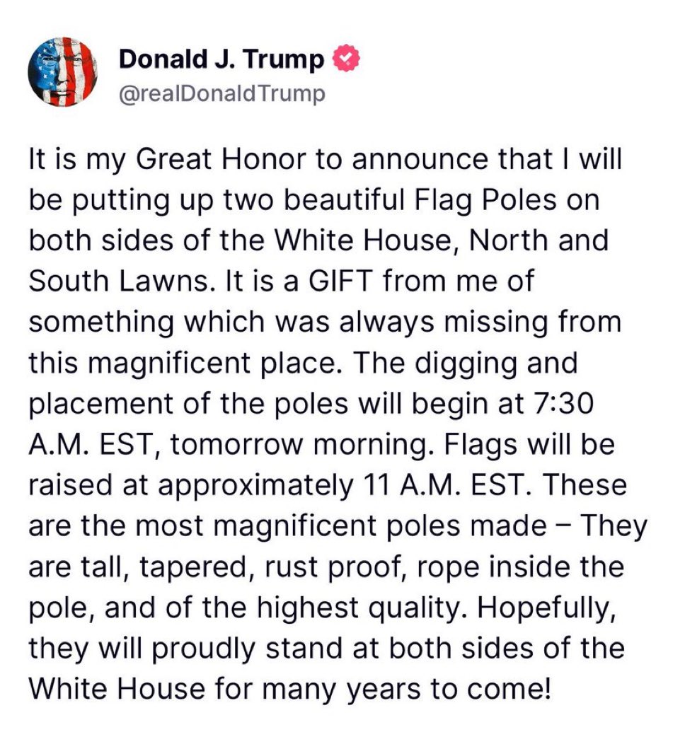 He’s literally insane. He’s talking about going to war one minute and now flag poles. If Biden had done this they’d say he’s unfit to lead. But their cult leader can do no wrong.