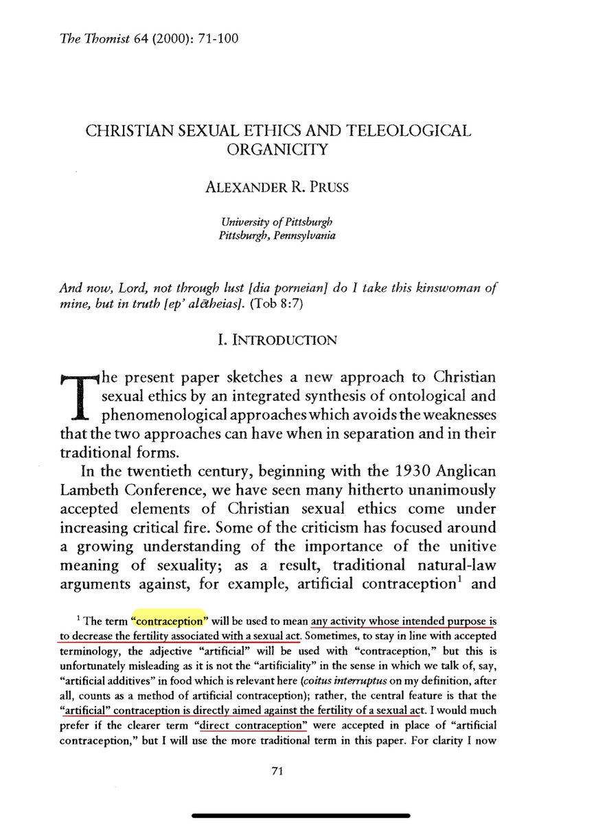 RicheyAlex's tweet image. I’ve thought for awhile (w/ the help of Bavinck/Kuyper) about the sexual act being an organic unity ontologically and phenomenologically striving towards the ends of procreation & union. This article from Pruss helps confirm that idea!
Will be helpful for my ThM.