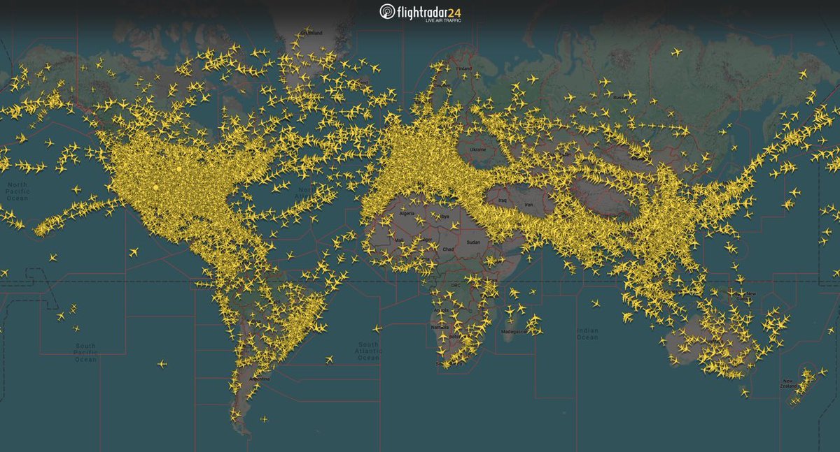 UHN_Plus's tweet image. ✈️‼️ | Así se ve el tráfico aéreo mundial a esta hora: