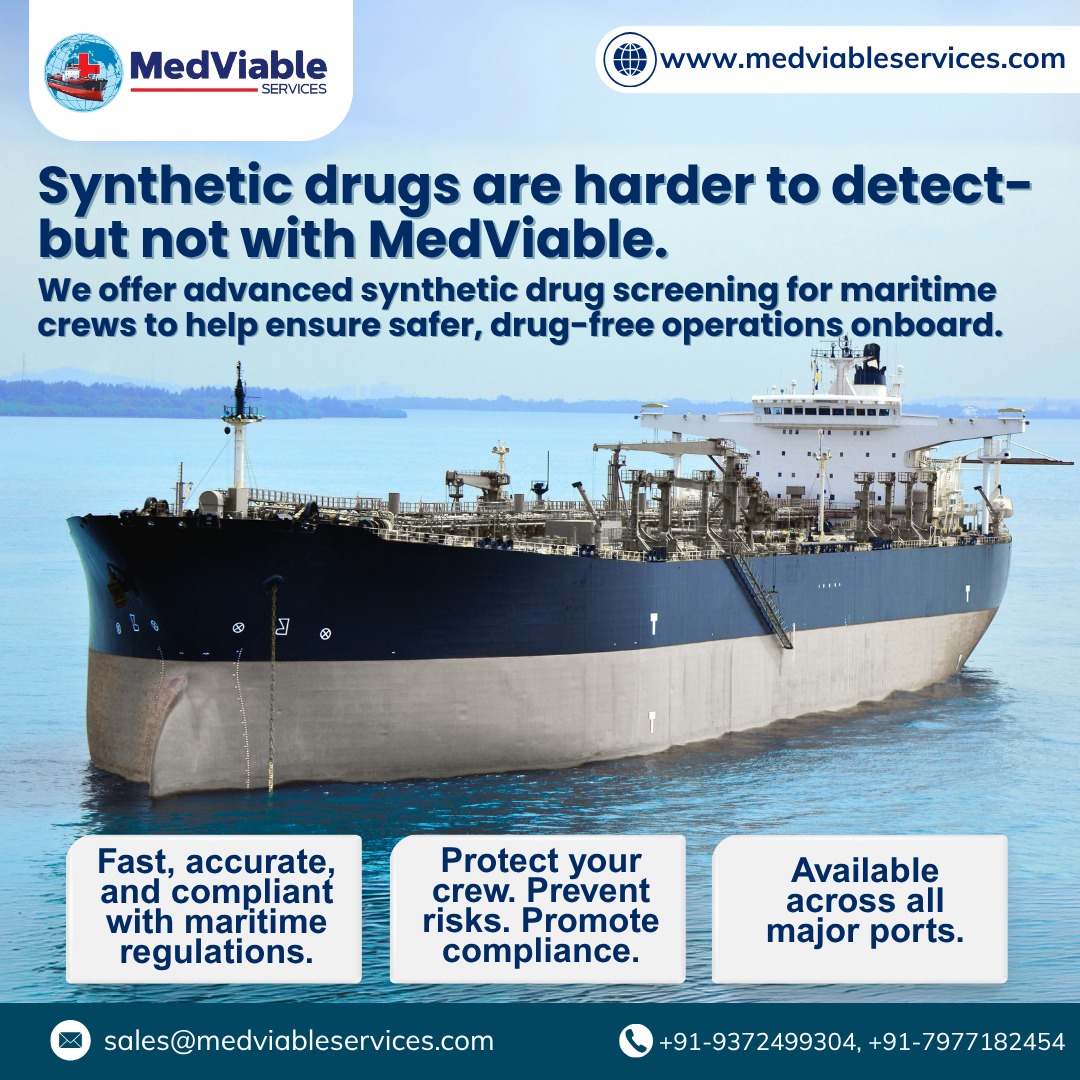 medviable's tweet image. Standard tests miss what matters.
MedViable’s synthetic drug screening catches what others can’t—keeping your crew safe and your vessel compliant.
#SyntheticDrugTesting #MaritimeSafety #MedViable #CrewHealth #MarineCompliance #DrugFreeVessels