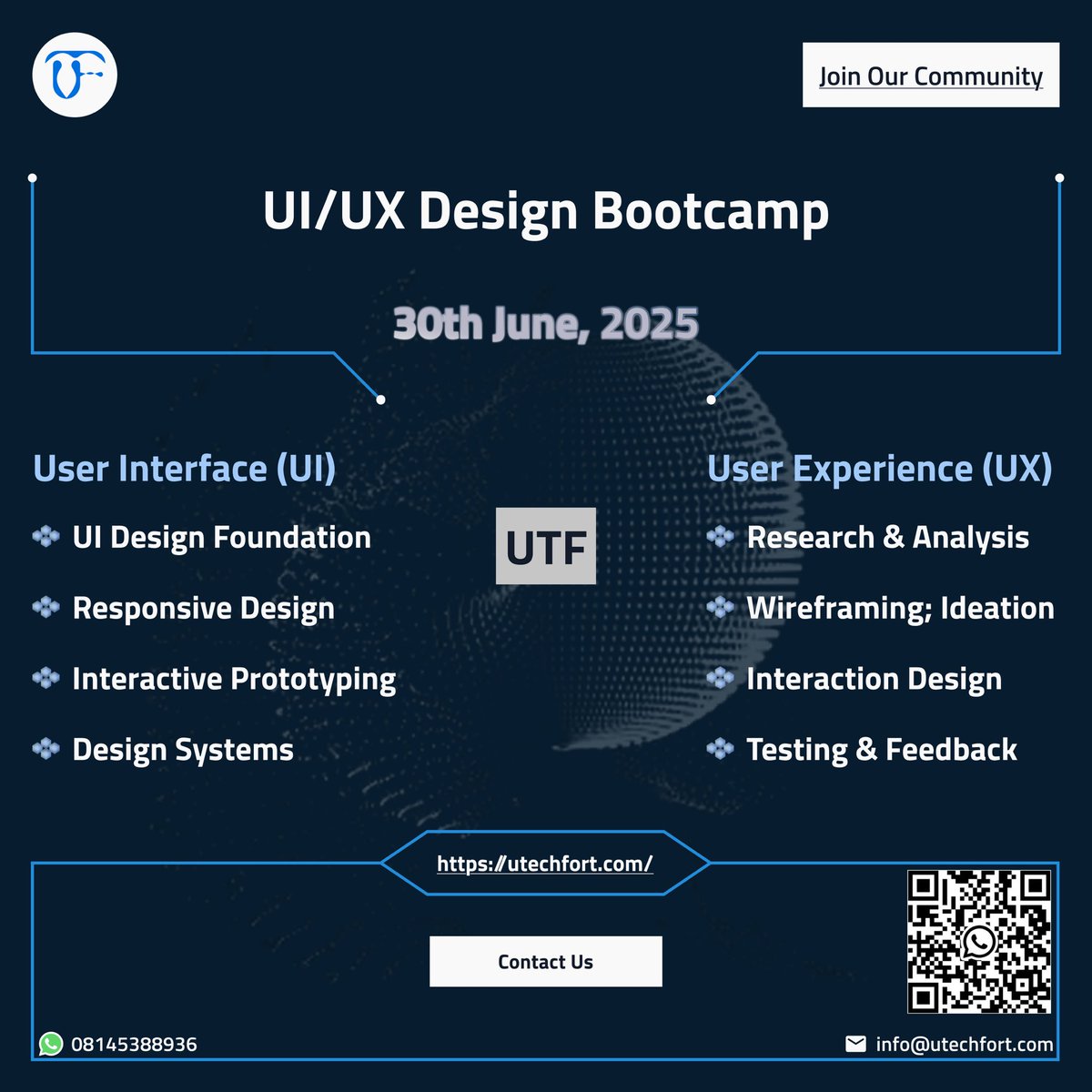 *Just 13 Days to go!* - _*Learn to build websites, mobile and web applications with AI integration_ .*

*Click here to get started:* paystack.shop/pay/utf_schola…

🎨 *Start your journey in Product Design*!
Design intuitive, user-centered experiences with high-quality UIs that are