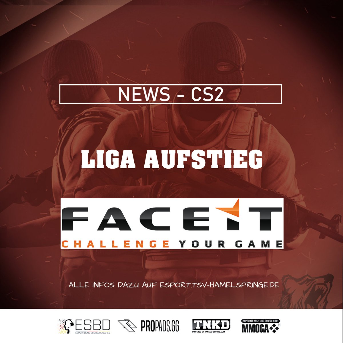 CS2 NEWS – WIR STEIGEN AUF!

Was für eine Saison!
Nach einem spannenden Kampf in der Regular Season landen wir auf Platz 55–56 und in den Playoffs haben wir alles gegeben und es am Ende tatsächlich geschafft:

AUFSTIEG IN DIE NÄCHSTE DIVISION – TOP 32!

#tsvh #esport #faceit