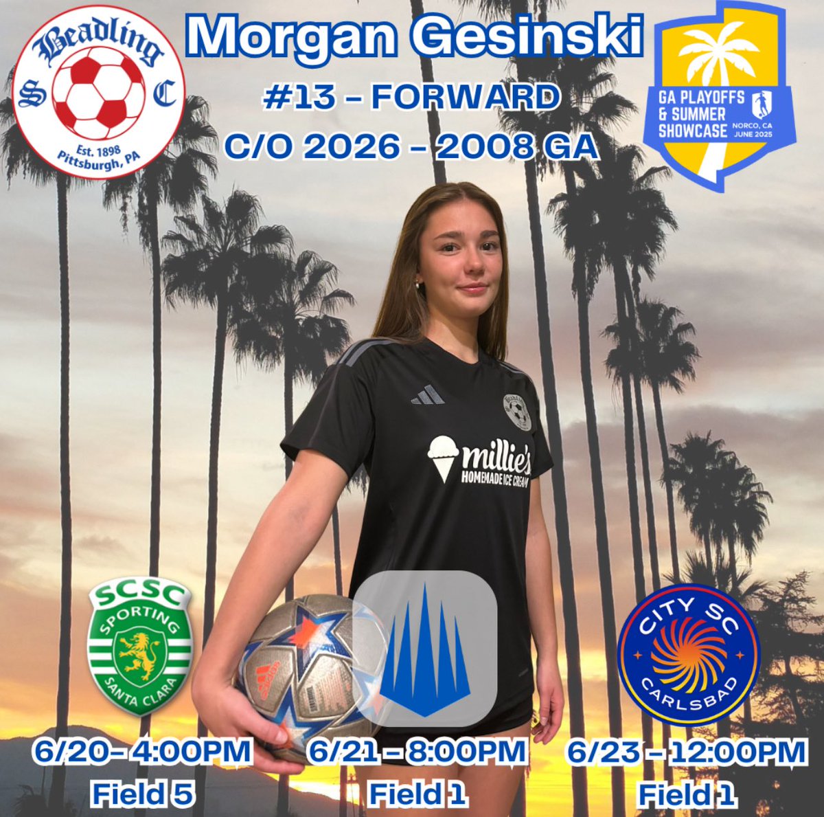 Morgan Gesinski (@g13_morgan) on Twitter photo Excited to be playing with my <a href="/Beadling08GA/">Beadling 2008 GA</a> team at the <a href="/GAcademyLeague/">Girls Academy</a> Summer Playoffs in Cali!☀️⚽️ See our schedule ⤵️ <a href="/BeadlingSoccer/">Beadling Soccer Club</a> <a href="/TopDrawerSoccer/">TopDrawerSoccer</a> <a href="/NCAASoccer/">NCAA Soccer</a> <a href="/ImYouthSoccer/">ECNL/GA/Recruiting/College Soccer</a> <a href="/ImCollegeSoccer/">College Soccer Truth ™</a> Excited to be playing with my <a href="/Beadling08GA/">Beadling 2008 GA</a> team at the <a href="/GAcademyLeague/">Girls Academy</a> Summer Playoffs in Cali!☀️⚽️ See our schedule ⤵️ <a href="/BeadlingSoccer/">Beadling Soccer Club</a> <a href="/TopDrawerSoccer/">TopDrawerSoccer</a> <a href="/NCAASoccer/">NCAA Soccer</a> <a href="/ImYouthSoccer/">ECNL/GA/Recruiting/College Soccer</a> <a href="/ImCollegeSoccer/">College Soccer Truth ™</a>