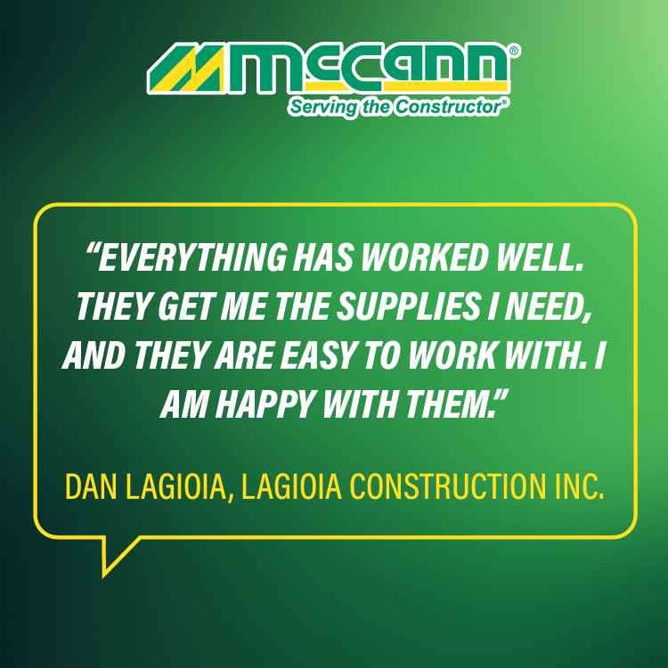 McCann_Online's tweet image. That’s what we’re all about—making it easy to get what you need and keeping your jobs running smoothly.
Big thanks to LaGioia Construction for the kind words and continued partnership! 👷‍♂️🧰
#TestimonialTuesday #EasyToWorkWith #McCannIndustries #ContractorSupport