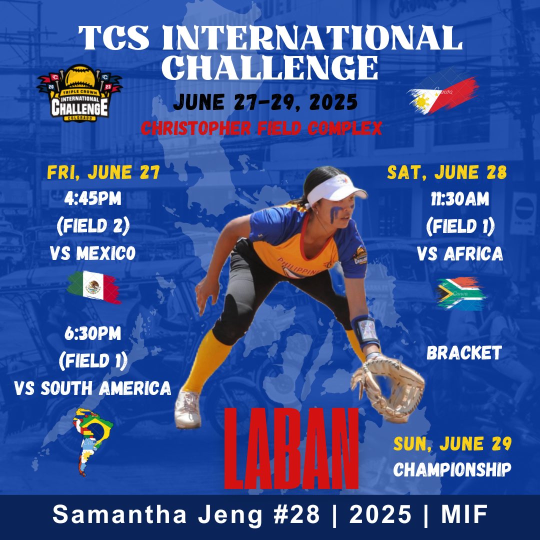 So excited to compete at <a href="/TCSFastpitch/">TC Fastpitch</a> International Challenge &amp; reunite with my teammates. Laban 🇵🇭 #iplaytcs #classof2025 #pinaysoftballista🥎 #SeniorSzn #leavingitalloutonthefield <a href="/WPISoftball/">WPI Softball</a> <a href="/SCAMarinakis/">Athletics Marinakis Schimmel</a>