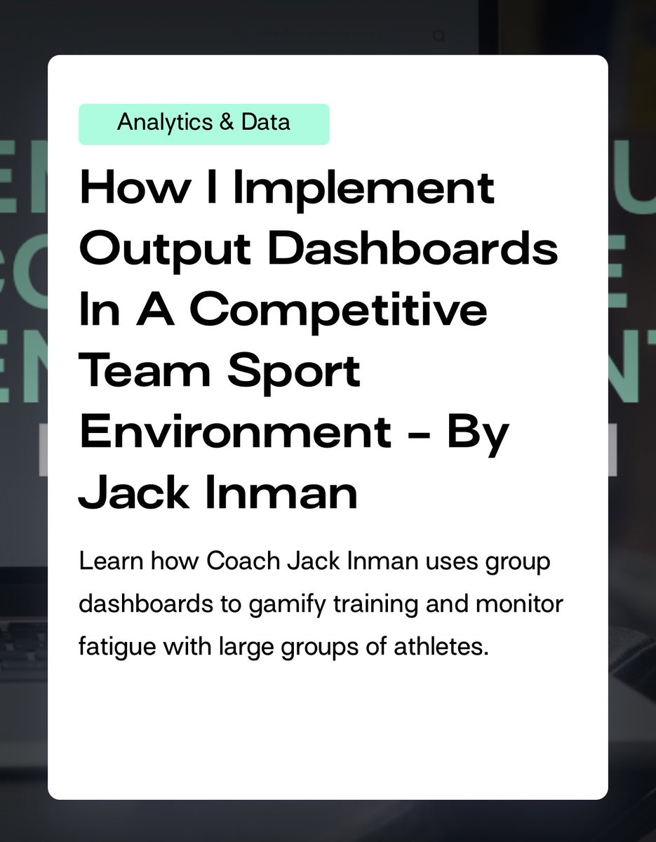 Thrilled to have partnered with <a href="/OutputSports/">OUTPUT//</a> on my first ever article!
It's been a pleasure working with Output to bring this piece to life, sharing how I’ve integrated the system as part of my processes📊 

#strengthandconditoning #sportsscience #football
