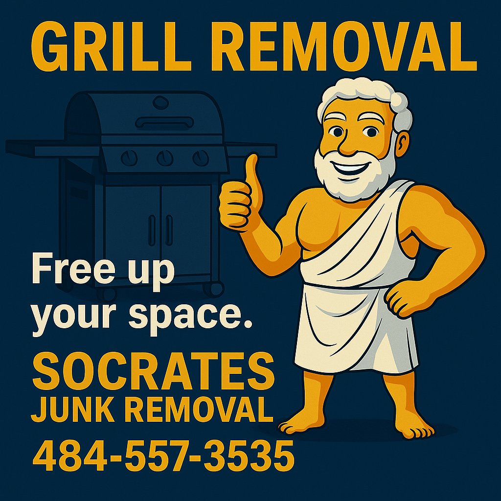 socratesjunk's tweet image. Out with the old grill. In with your clean patio.
Let us handle the haul 💪
📞 484-557-3535
#grillremoval #junkremoval #cleanoutcrew #socratesjunkremoval #summervibes