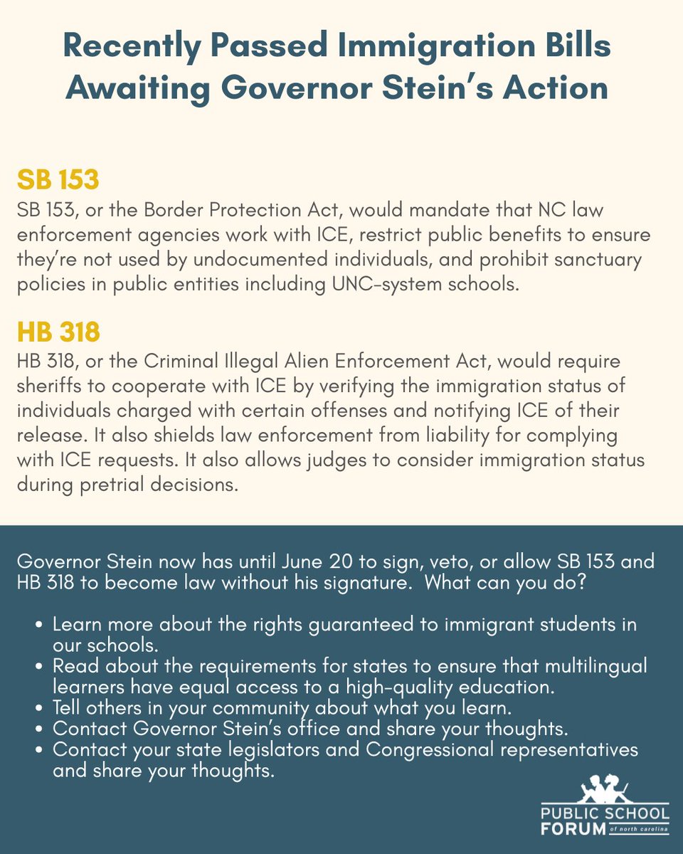 SB 153 and HB 318 could increase fear among immigrant families, worsen absenteeism, and lead to learning loss. 

Learn more about student rights and contact your elected officials: docs.google.com/document/d/1-e…