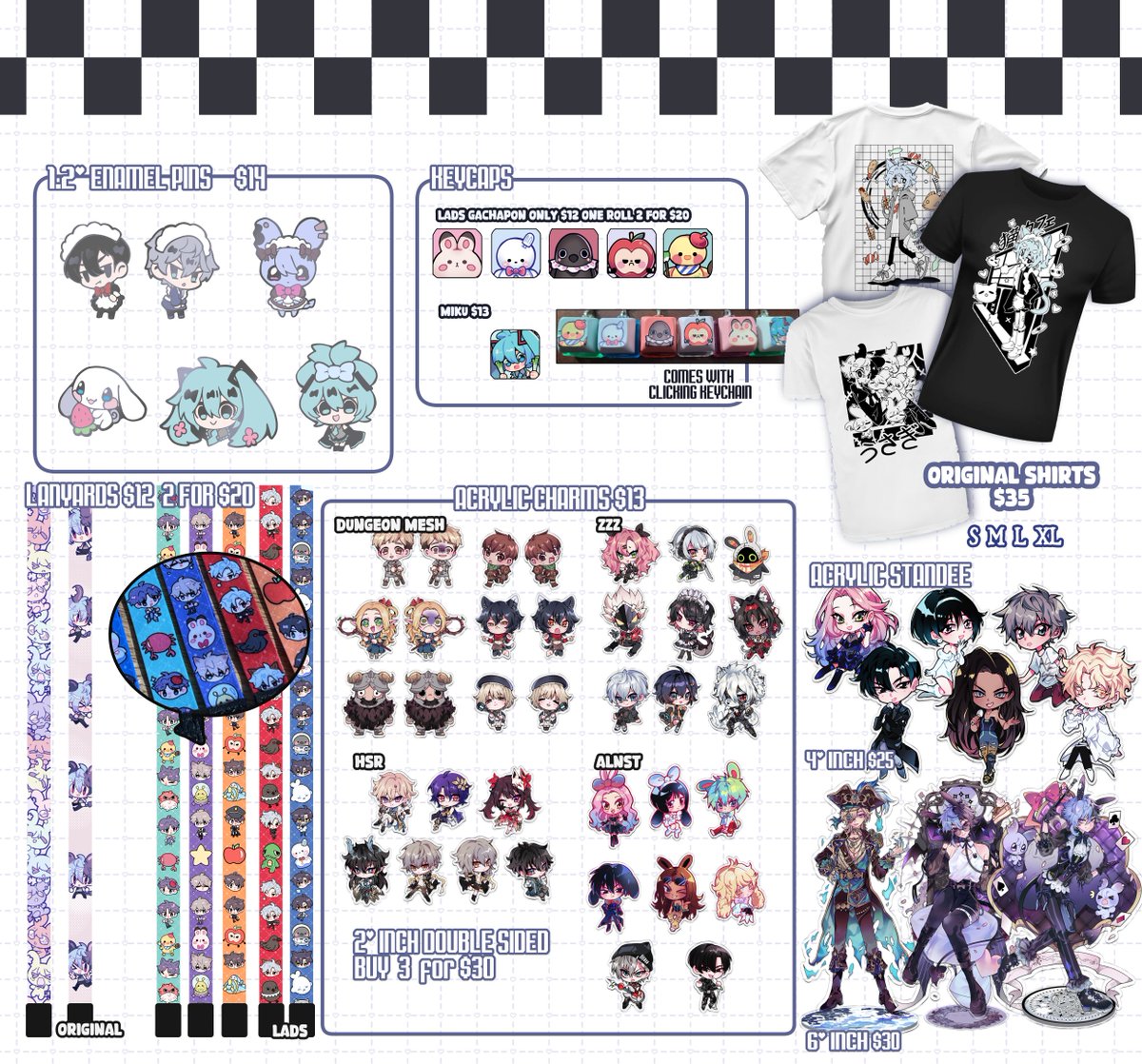 acidicchocoo's tweet image. Hello made my very first catalogue for AX 2025 🙇A lot of stuff I&apos;ve never made before, I&apos;ll be at G32!

I&apos;ll have: Dungeon Meshi, ALNST, LADS, Vocaloid, HSR, ZZZ, vtubers, OC and more

[ #ArtistAlley #AnimeExpo #AX2025 #AX2025ArtistAlley #AXArtistAlley2025 #AXCatalog ]