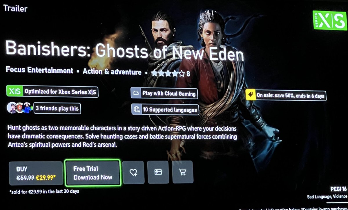 ✅Banishers: Ghosts of New Eden has a Free Trial on Xbox!