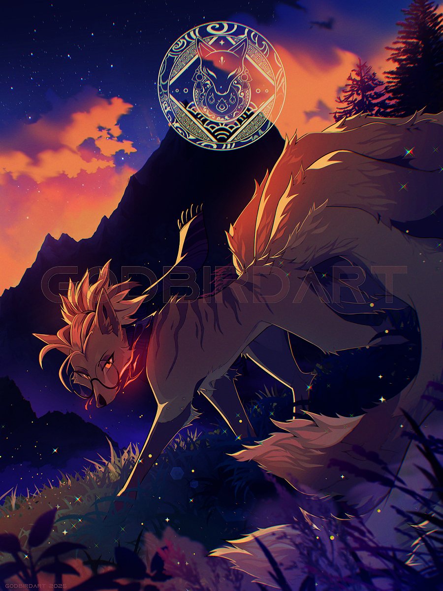 godbirdart's tweet image. γ the flame's glow atop the mountain γ π―οΈβοΈ portrait commission for ninetailed-nobody on furaffinity