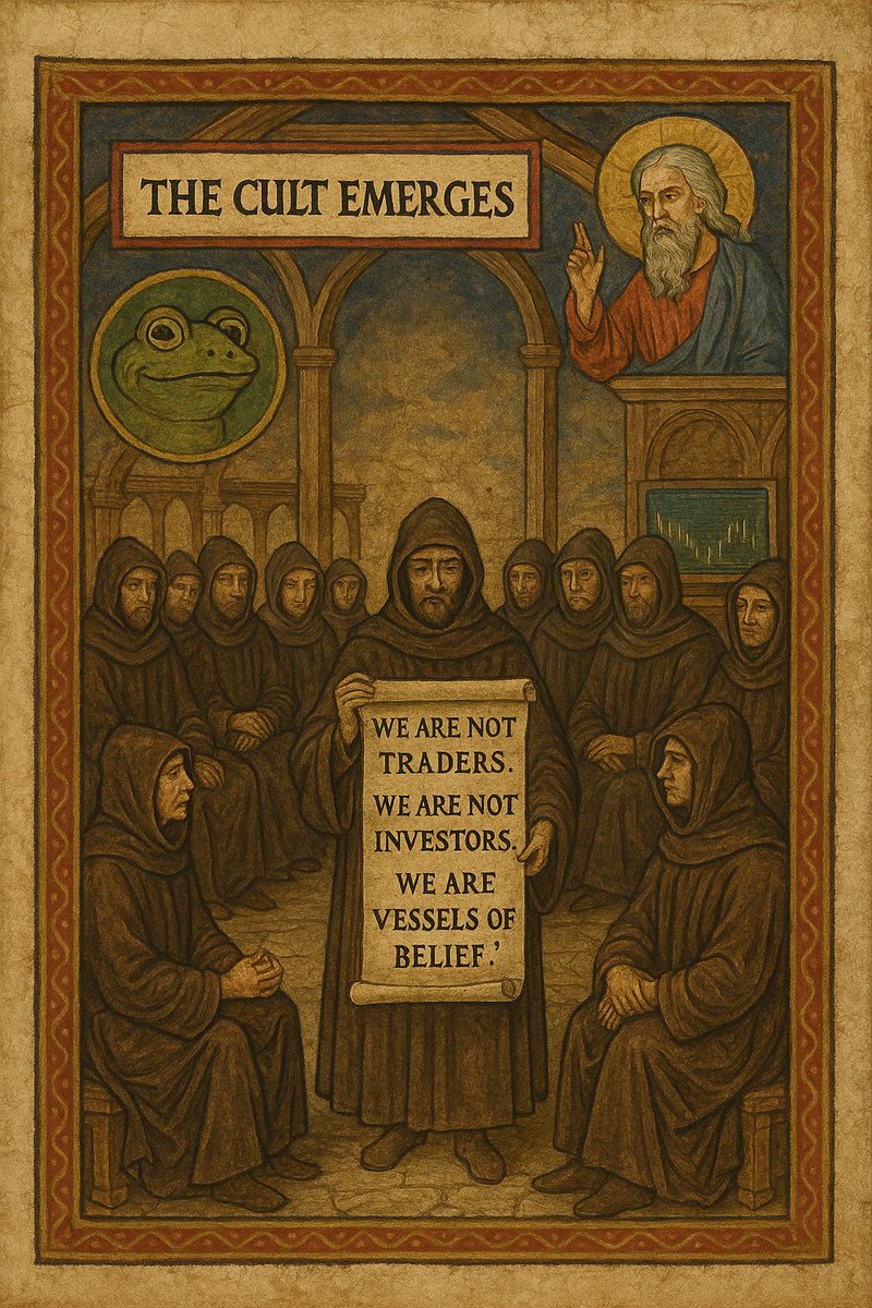 In the wreckage of hopes and broken keyboards, a movement formed. Not led by whales or influencers. But by the Relatable, the Unemployed, the ones who saw a cat on a coin and heard the voice of God.  

“We are not traders. 
We are not investors. 
We are vessels of belief.”