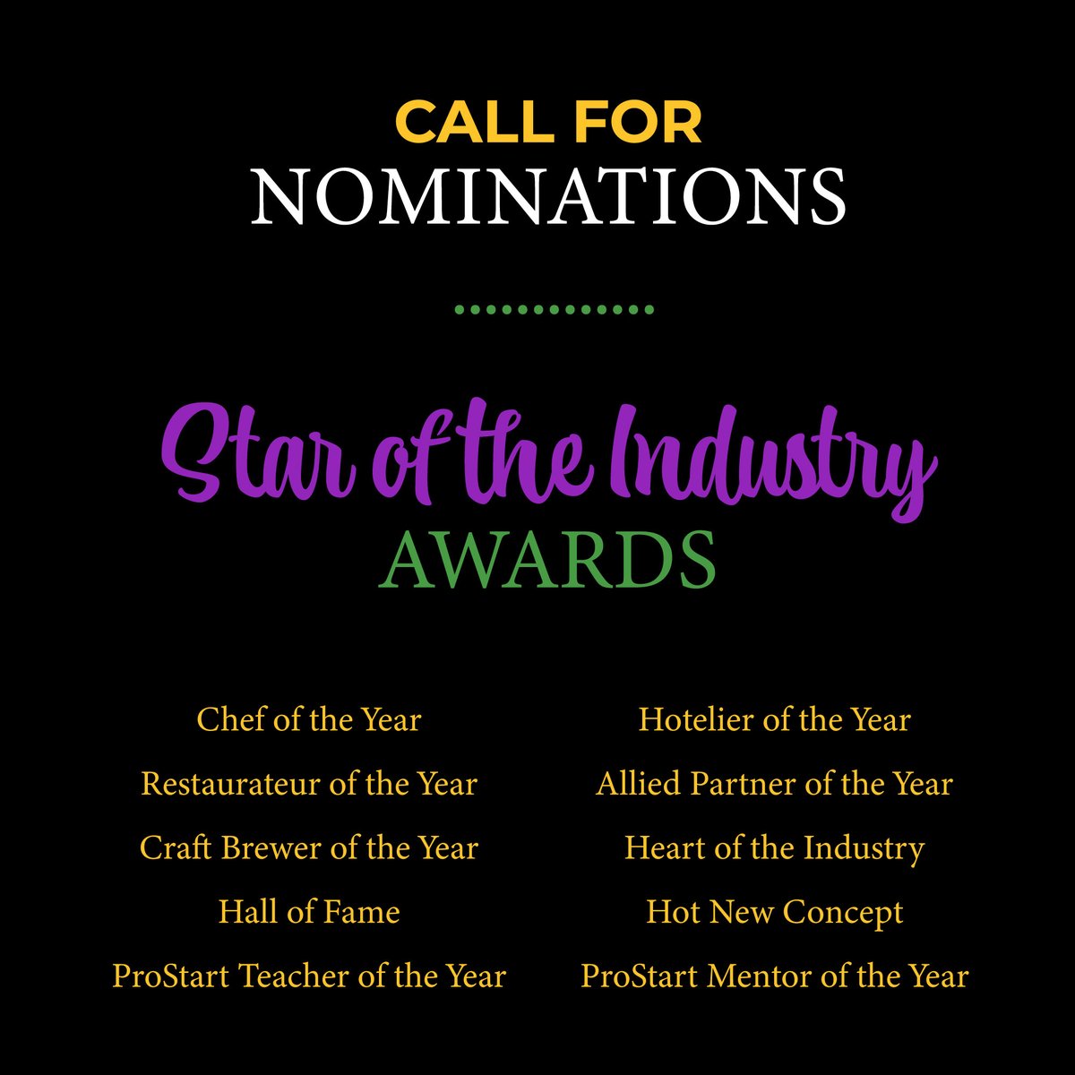 Save the Date🎉 and Nominate a Star!!👩‍🍳 The date is set, the details are coming together, and now we need you to weigh in on who should win these awards!🏆