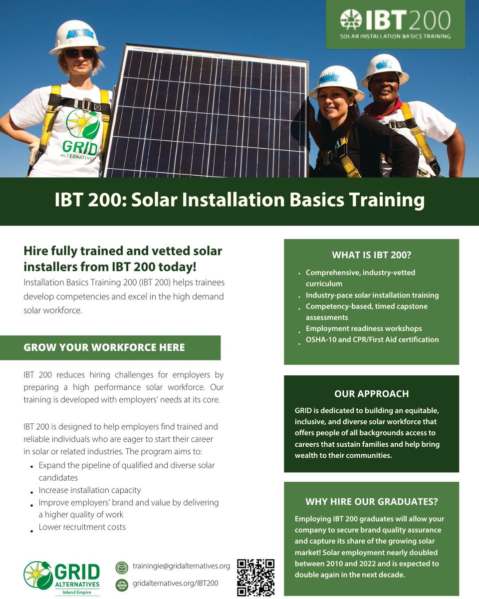 📷📷 Looking to hire skilled, reliable talent? Receive resumes of our job-ready trainees!

Contact Paola
Workforce Coordinator, GRID IE
📷 951-471-7105
📷 pramos@gridalternatives.org