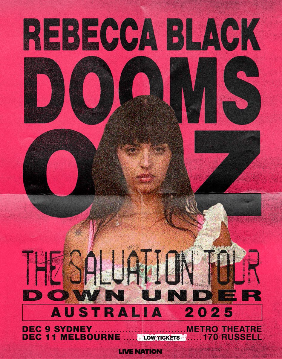 MsRebeccaBlack's tweet image. ⚠️melbourne⚠️ low ticket warning !
oz tix going quick…get em soooon rebeccablack.co/pages/tour