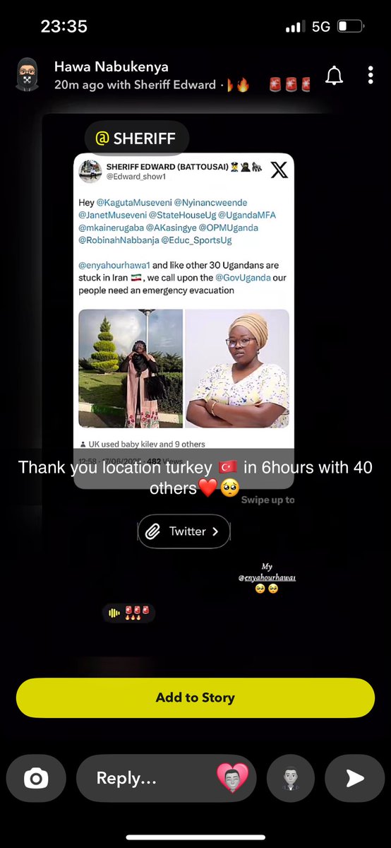 SHERIFF EDWARD (BATTOUSAI)👮🥷🦍 (@edward_show1) on Twitter photo Just In : <a href="/enyahourhawa1/">Hawa Nabukenya</a> and other 40 Ugandans will be in turkey 🇹🇷 in the few coming hours, safe travels dear
Thank you so much <a href="/kaks_lamar/">UK used baby kilev</a> Just In : <a href="/enyahourhawa1/">Hawa Nabukenya</a> and other 40 Ugandans will be in turkey 🇹🇷 in the few coming hours, safe travels dear
Thank you so much <a href="/kaks_lamar/">UK used baby kilev</a>