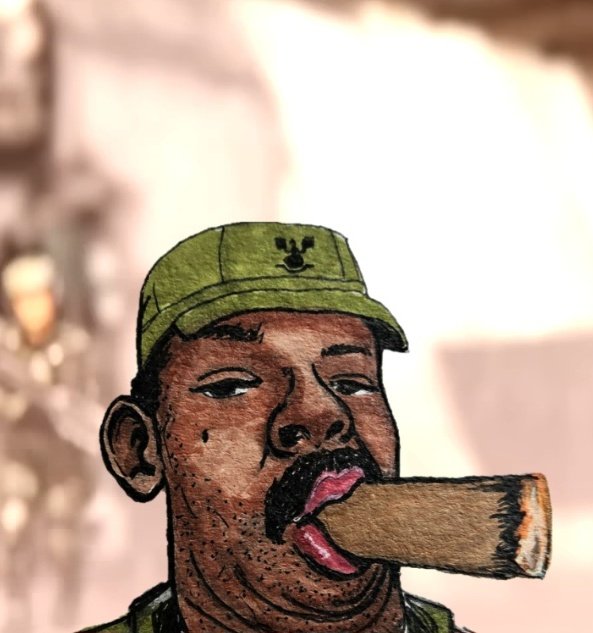 exclamationmok's tweet photo. I've seen so many recreations of this with different characters, but I didnt see Sgt Johnson!! I'm here to fix that🫡 https://t.co/s2ABFMYb7I