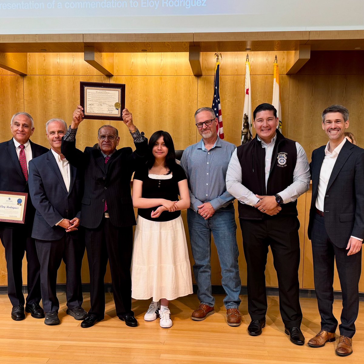 Today we honored Eloy Rodriguez, a 20-year driver for California Waste Solutions, for his courageous actions on May 23. When his truck caught fire in Nola Ranch, he safely steered it away from danger. His quick thinking protected lives and property—thank you, Eloy!