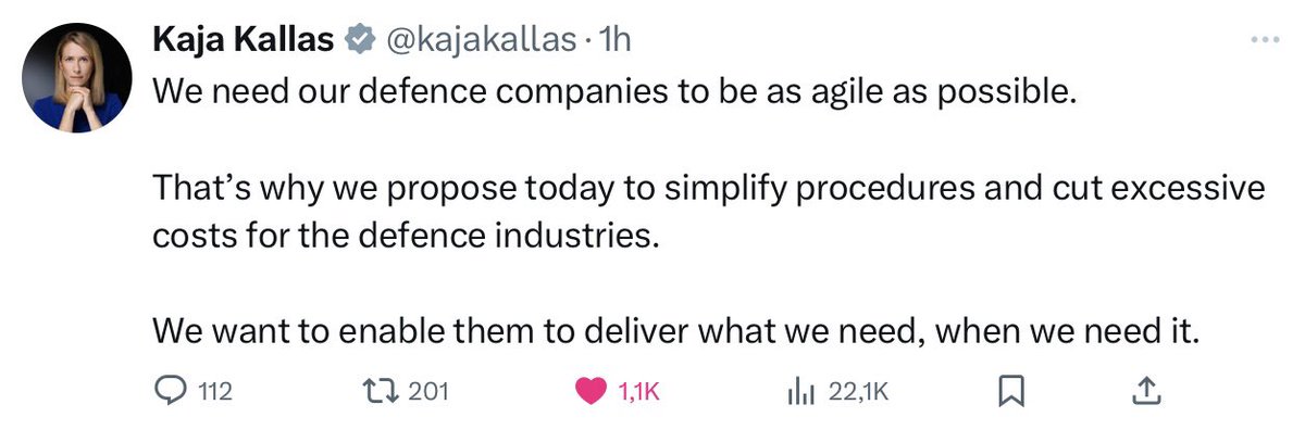 Tutte parole bellissime e giustissime, per carità.

Però ripeto per l’ennesima volta: alle parole devono seguire i fatti.

Sono sicuro che la signora Kallas ne sia consapevole, resta da capire se ne siano consapevoli tutti i suoi colleghi: non mi pare, per ora.