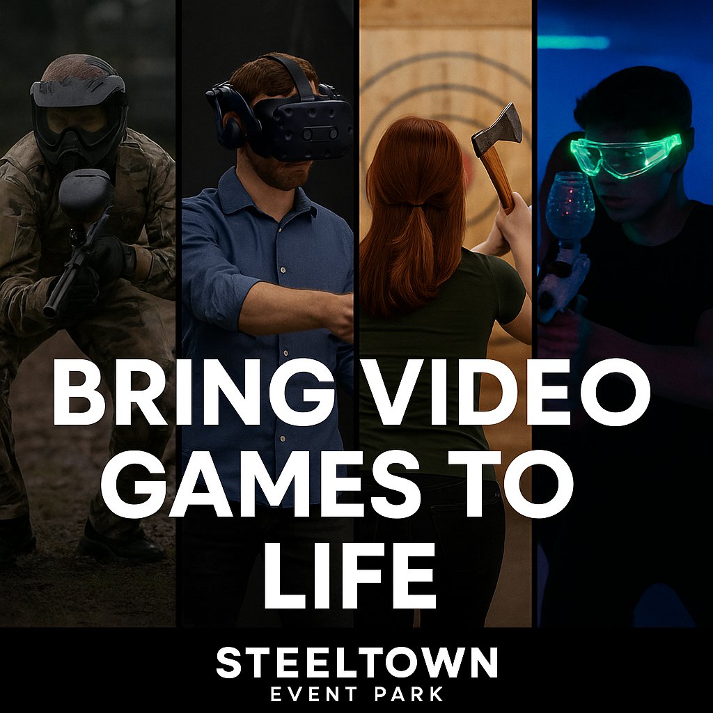 SteelTownPB's tweet photo. 🎯 What if your next paintball round felt like Call of Duty?
🧠 What if your escape room was the mission from your favorite game?

At Steeltown Event Park, we bring video game adrenaline into the real world:

🎮 First-person action with paintball & airsoft
🔐 Puzzle-solving like a pro in VR escape rooms
⚔️ Challenge mode? Try axe throwing

And yes, glow-in-the-dark games mean bonus points for style. 🌌

👇 What game should we turn into a Steeltown mission? Drop your pick below.

#LevelUpIRL #SteeltownRealityMode #GameOnPittsburgh #BeTheHero