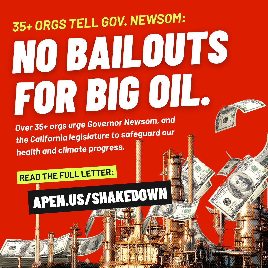 For years, oil giants raked in record profits. Instead of fixing their aging refineries, they gouged Californians and paid out billions to shareholders - $4.3 billion to Valero investors last year alone.

Over 35+ orgs say NO to bailouts for Big Oil:✍️ APEN.US/SHAKEDOWN
