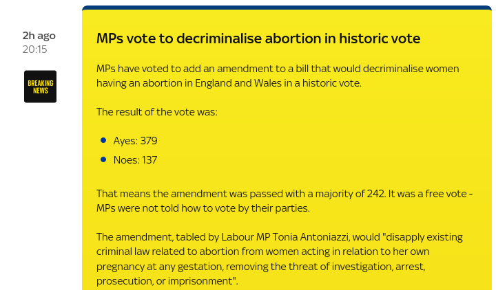 Das britische Parlament stimmt mit 379 zu 137 Stimmen für eine Entkriminalisierung von Abtreibung.
Das ist absolut irre, geisteskrank und bösartig.
Jetzt müssen die gewählten Volksvertreter nur noch ihre konservativen muslimischen Wählerschichten davon überzeugen.
#abortion #AfD