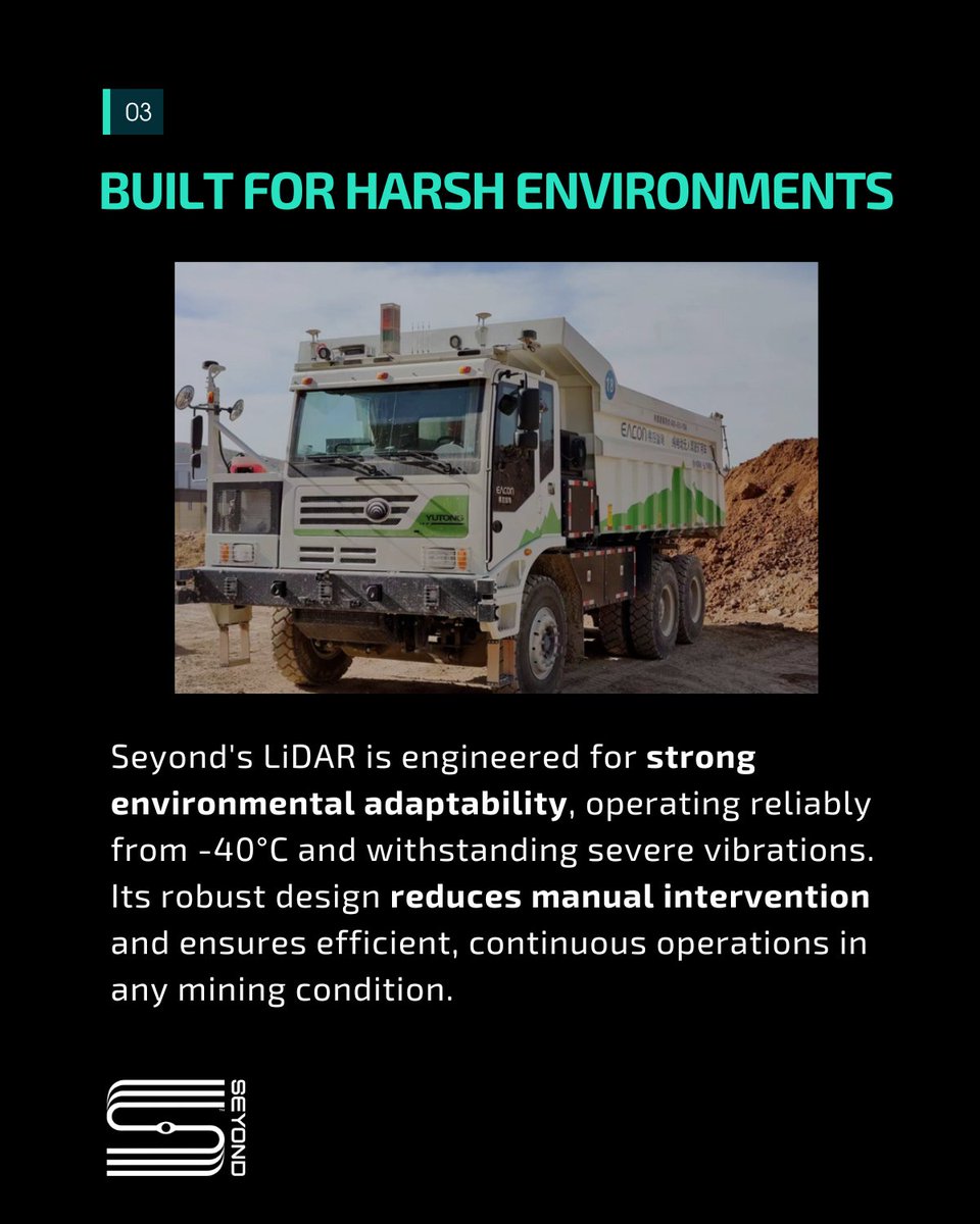 InnovusionLiDAR's tweet image. ⛏️ Scaled mining automation starts with better vision.

Seyond LiDAR powers unmanned mining trucks with real-time 3D perception—ultra-long range, high-res, and built for dust, rain &amp;amp; low light.
🔗 seyond.com/applications/s…

#LiDAR #AutonomousMining #SmartMining #UnmannedVehicles