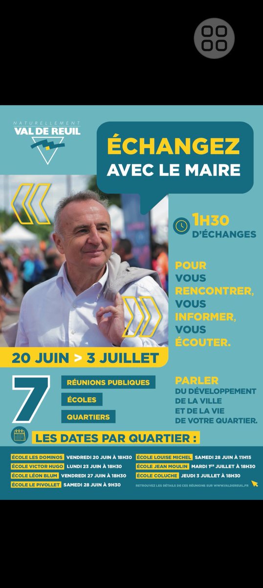 Après chaque réalisation dans les quartiers à <a href="/valdereuil_info/">Val-de-Reuil</a> <a href="/MA_Jamet/">Marc-Antoine JAMET</a> rencontrait sur le terrain les habitants. Il est temps de faire de point de ces rencontres. 
Une réunion est programmée dans chaque quartier. Vous êtes cordialement invité à venir échanger avec Mr le Maire.