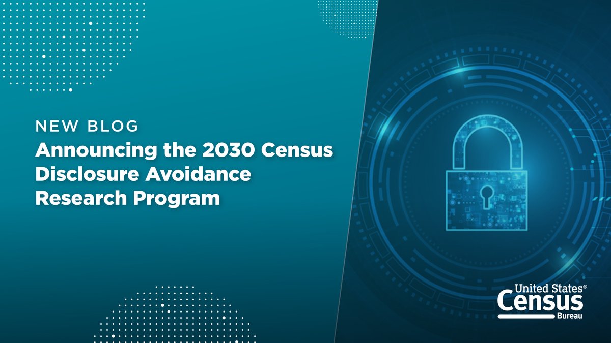 New #Blog: Ahead of the #2030Census, we’re researching how we can improve the statistical safeguards we use to protect the confidentiality of your census responses.

Learn about our research plans and the 2030 Census Disclosure Avoidance System.

census.gov/newsroom/blogs…