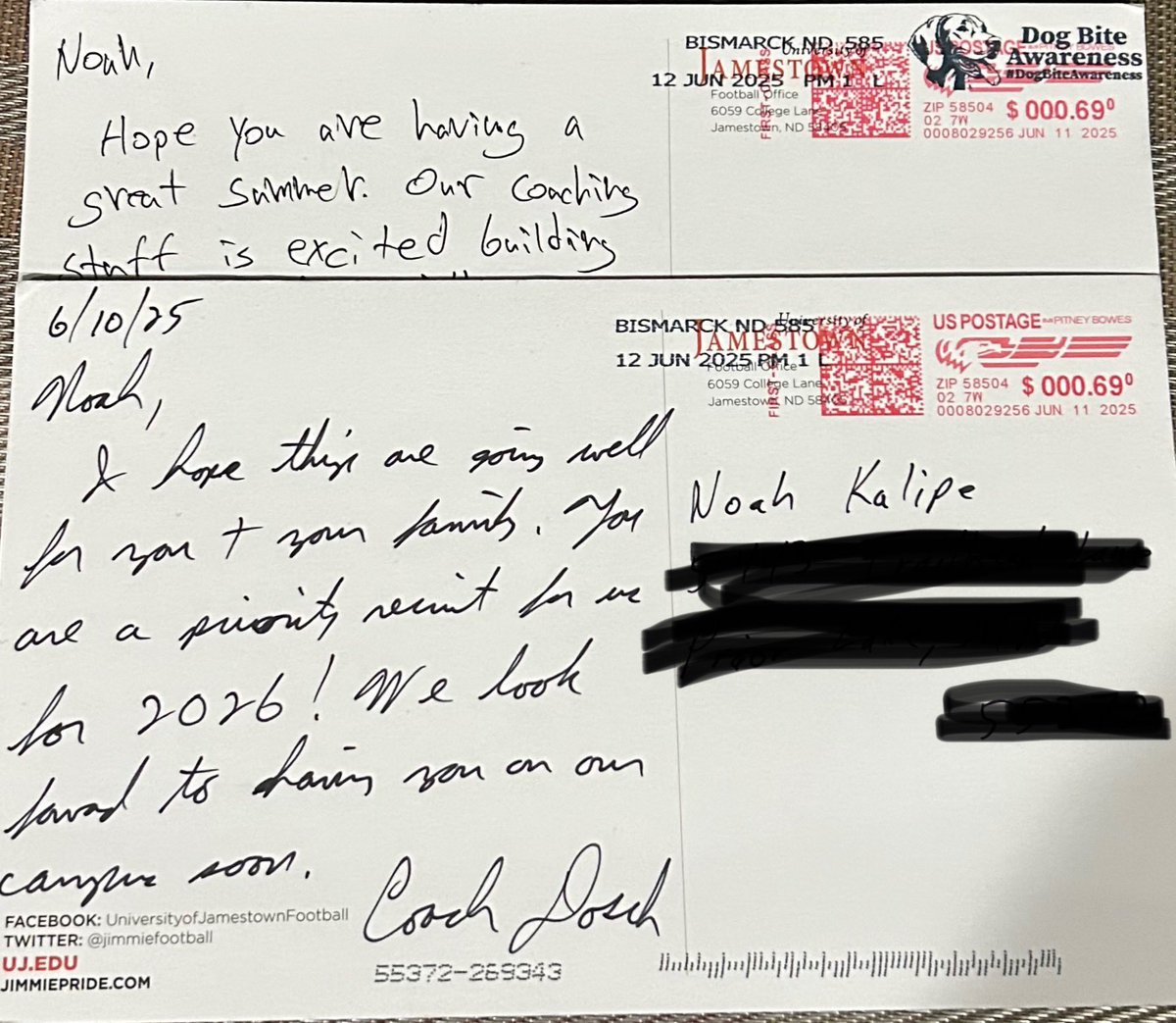 thenoahkalipe's tweet image. I appreciate all the mail from @JimmieFootball this week!!
@CoachSClancy @CoachTomDosch