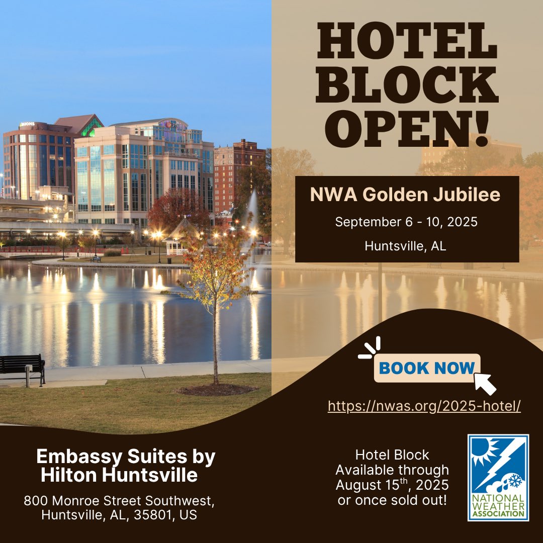 nwas's tweet image. The hotel block is now open for #NWAS25!
Room rates, the reservation link, and important conditions and terms are on the Meeting Hotel website.
The room block will be open through August 15, 2025, or when the block is full.
Reserve your space today: nwas.org/2025-hotel/