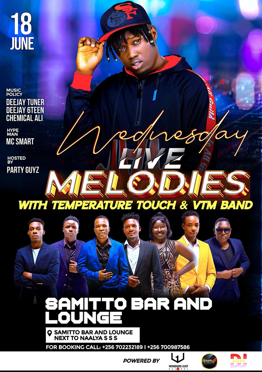 Hello,
Tomorrow, Temprature touch will be representing in a different style alongside the VTM band.Samitto bar Naalya is the only place to be.