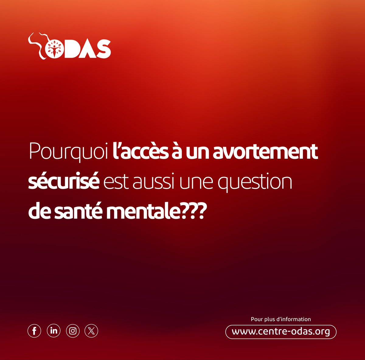 Ne pas donner la possibilité à une femme ou fille face à une grossesse non désirée de solliciter un service d'avortement sécurisé peut générer une détresse, l'anxiété, une dépression…

Offrir un accès sûr à l’avortement, c’est respecter ses choix, préserver sa santé mentale et