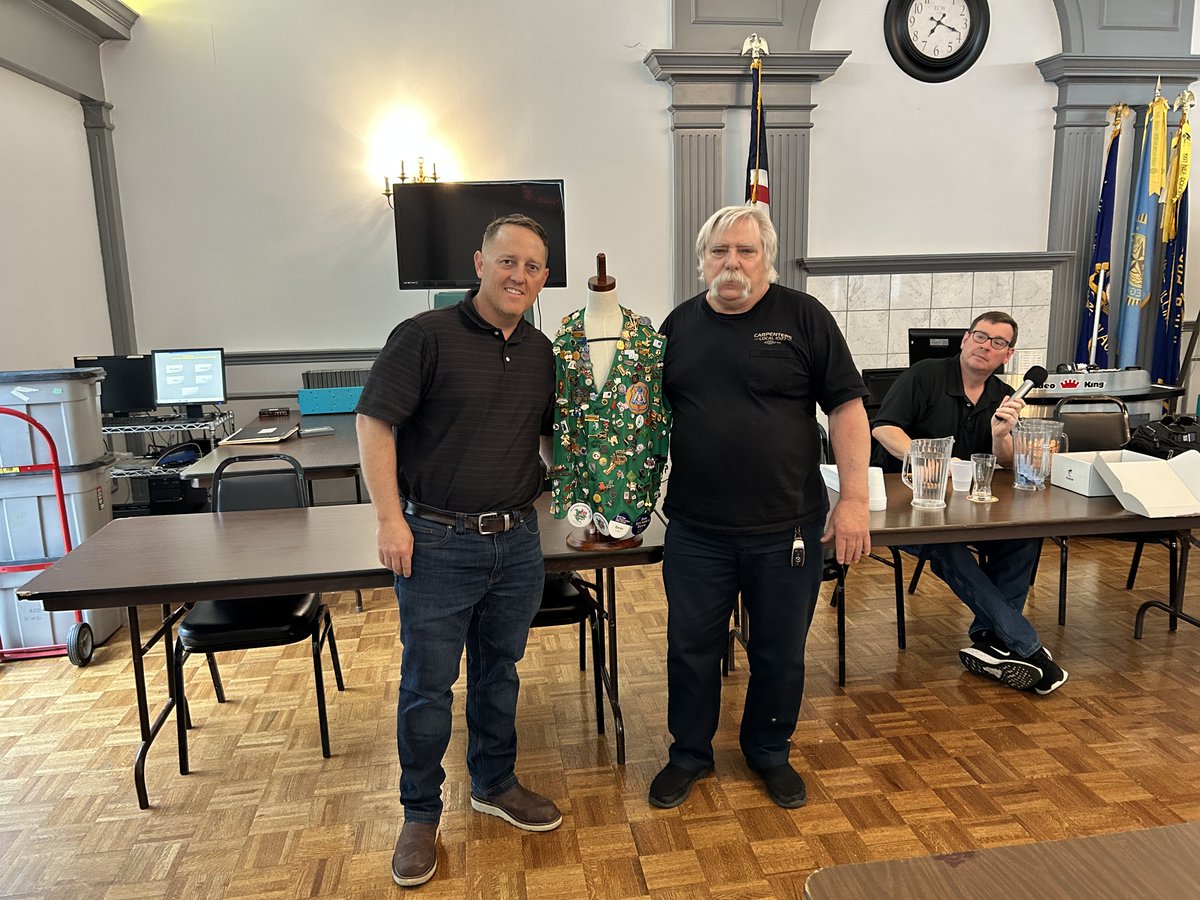 MidAmCarpenters's tweet image. Congratulations to Local 1027 member Patrick Hammers, who received his 50-year Gold Card at the local’s meeting last week. With a name like that he was destined to be a carpenter. Congrats Brother and thank you for all your years of service! At the same meeting retired #Local1027