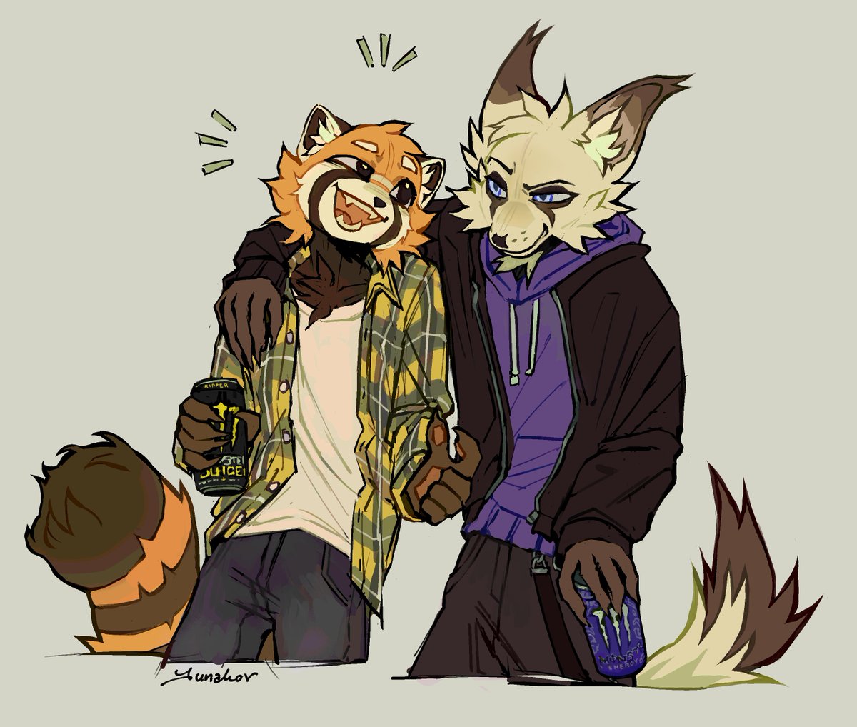 junakovv's tweet image. first 2 comms for @Daft_Mouth after the hiatus ^.^ #redpanda #furry #art