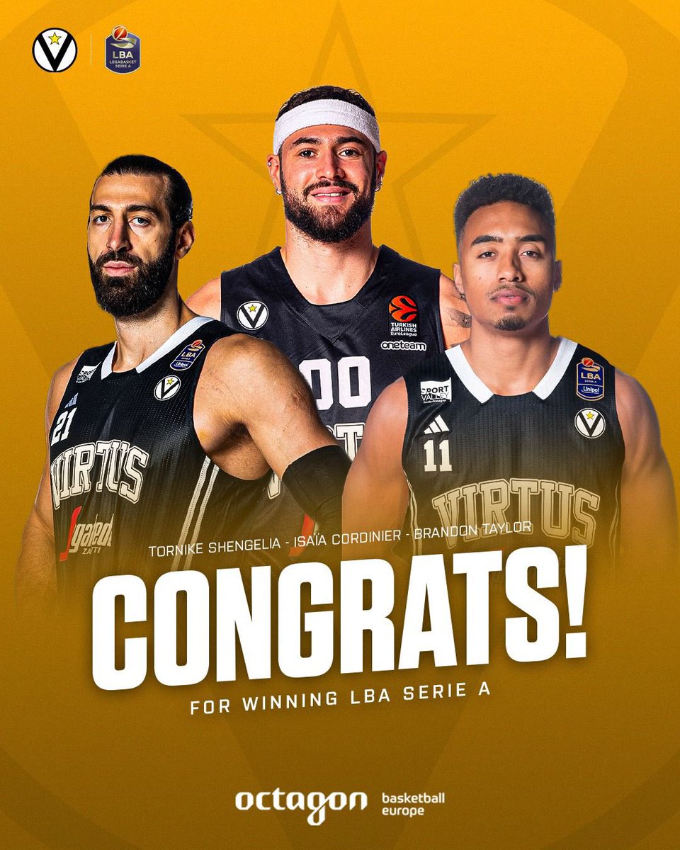 David Carro Funes (@dcarrofairplay) on Twitter photo Our family members are <a href="/LegaBasketA/">Lega Basket Serie A</a> Champs with @VirtusSegafredo !!! Congrats to <a href="/izaycordinier/">Isaïa Cordinier</a> <a href="/Brandont824/">Brandon Taylor</a> and <a href="/TokoShengelia23/">Tornike Shengelia</a> Great team work and goal accomplished! <a href="/OctagonBballEU/">Octagon Basketball Europe</a> #octagonfamily Our family members are <a href="/LegaBasketA/">Lega Basket Serie A</a> Champs with @VirtusSegafredo !!! Congrats to <a href="/izaycordinier/">Isaïa Cordinier</a> <a href="/Brandont824/">Brandon Taylor</a> and <a href="/TokoShengelia23/">Tornike Shengelia</a> Great team work and goal accomplished! <a href="/OctagonBballEU/">Octagon Basketball Europe</a> #octagonfamily