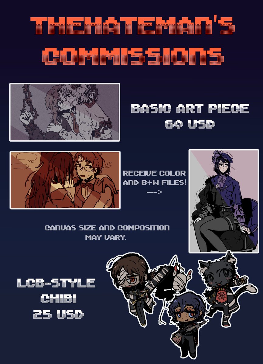 liveoffering's tweet image. reposting this! since twitter is evil 😌 ...
i am opening art [REDACTED] because i am out of a job right now . i will put a link in the next post for more information! please let me know if u have any quastions, and rts are appreciated. :3c...