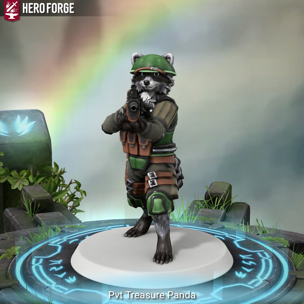 Pixeltweets1's tweet photo. @zach_hazard 
Granted I don't have access to the kitbash functions, but Heroforge released the raccoon body parts to public access today so I whipped up a lil something; https://t.co/VUAMJwb2wY