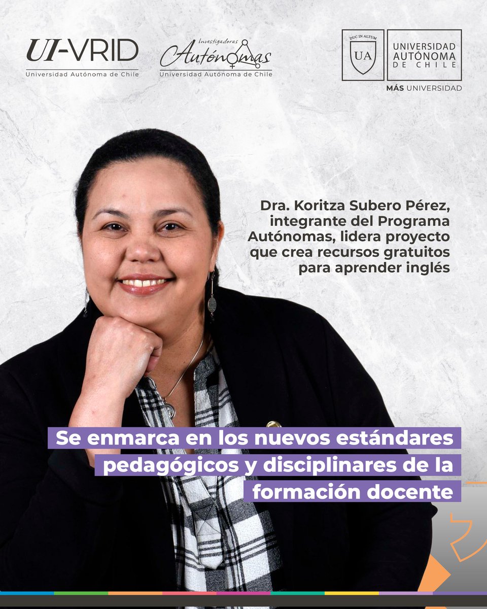 InES Género - CTGénero (@genero_vrid) on Twitter photo #ProgramaAutónomas ♀️ La Dra. Koritza Subero, directora de la Escuela de Pedagogía en Inglés de la <a href="/autonomadechile/">Universidad Autónoma de Chile</a> (sede Talca), lidera proyecto “EqualLangTech for Quality Education: Tecnología para un Aprendizaje de Idiomas de calidad e inclusivo” 🏛️
➡️ uautonoma.cl/noticias/proye… #ProgramaAutónomas ♀️ La Dra. Koritza Subero, directora de la Escuela de Pedagogía en Inglés de la <a href="/autonomadechile/">Universidad Autónoma de Chile</a> (sede Talca), lidera proyecto “EqualLangTech for Quality Education: Tecnología para un Aprendizaje de Idiomas de calidad e inclusivo” 🏛️
➡️ uautonoma.cl/noticias/proye…