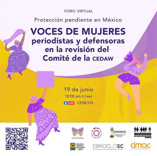 📢 Mañana tenemos una cita en el foro "Protección pendiente en México: voces de mujeres periodistas y defensoras en la revisión del Comité #CEDAW" 

📆 19 de junio 
🕔 10 am 
📲 Transmisión en vivo por facebook.com/share/1DZPor7q…

¡Acompáñanos!