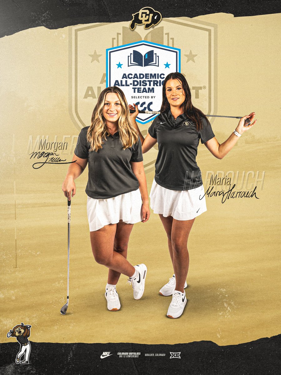 CUBuffsWGolf's tweet image. Got it done in the classroom. Congratulations Morgan Miller and Maria Eidhagen Harrouch named to the CSC Women's At-Large Academic All-District Team.